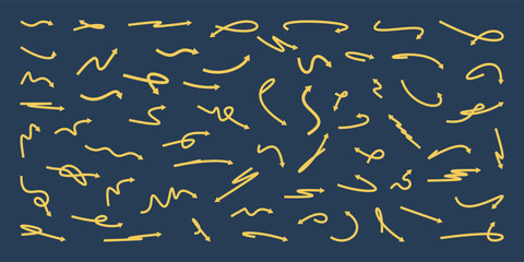 Vector set of vintage arrow elements. Pen drawn thin lines. Hand drawn icons