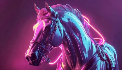 A retro futuristic digital horse that creates daily Christmas content, the concept of interactive technology. Symbol of the New Year 2026