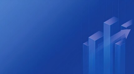 A sleek, abstract blue background featuring ascending bars and an arrow, symbolizing growth and progress in a business context.