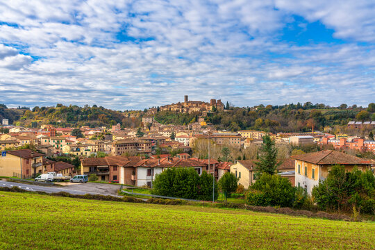 Medieval Skyline of Colle di Val d'Elsa town in Siena Hills, Tuscany, Italy