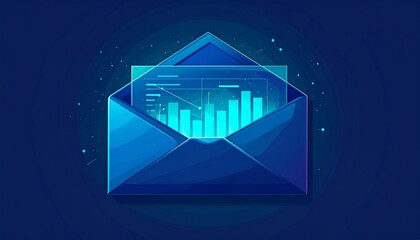 envelope with bar chart on transparent background