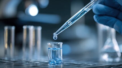 A scientist uses a pipette to drop a liquid into a test tube, showcasing precision in a laboratory setting.