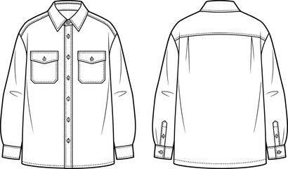 Men's or women's quilted texture technical puffer vest gilet jacket technical flat fashion sketch vector template illustration front and back view apparel CAD drawing design mockup concept. © Hey there