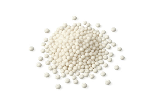 Tapioca sago pearls pile, food ingredient, transparent background
