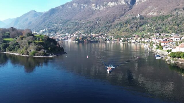 View of Comacina island from the village of Ossuccio on Lake Como