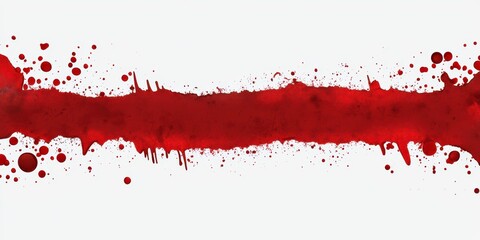  bold, abstract red paint splash with drips and splatters against a white background, creating a striking visual impact.