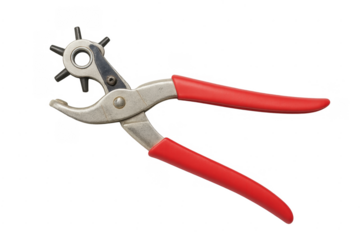 Rotary leather hole puncher with red handles