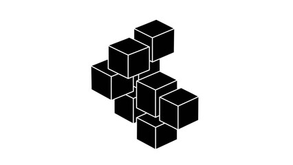 Obraz premium Abstract black cubes arranged in a dynamic geometric composition.