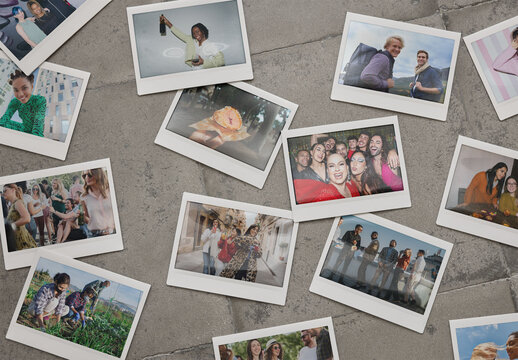 Mockup Of Multiple Customizable Instant Camera Photos