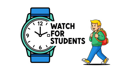 Watch For Students: Illustration Featuring Time, Education, And Youthful Journey