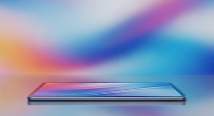 Sleek Tablet with a Modern Design on a Vibrant Gradient Background