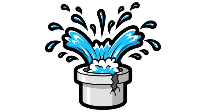 Water Gushing Out From A Damaged Pipe Representing a Plumbing Issue Or Problem