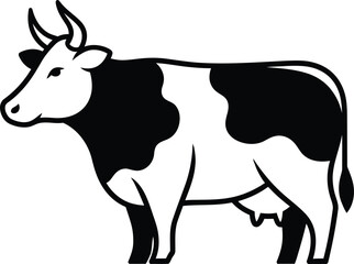 Flat design black and white dairy cow vector