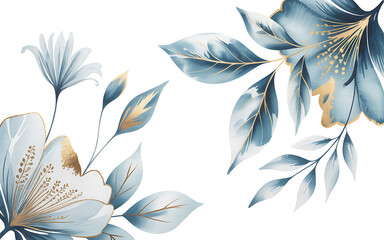 Blue and White Floral Arrangement with Gold Accents