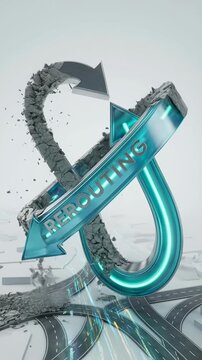 The concept of redrafting is visualized through intertwining arrows, illustrating a path of change and evolution. This image showcases a metaphorical journey, with dynamic visual of reshaping.