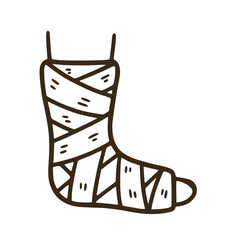 Medical bandaged foot injury illustration