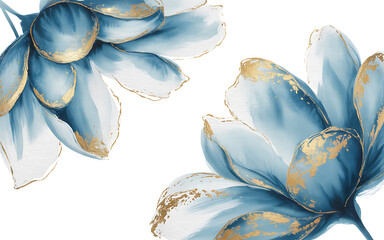 Two Blue and Gold Abstract Flowers floral