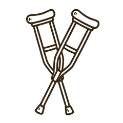 Medical crutch support walking illustration