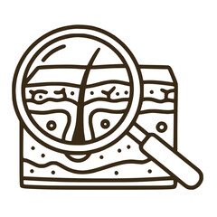 Dermatology skin analysis with magnifying glass illustration