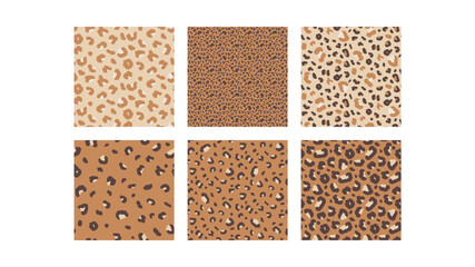 Monochrome animal seamless pattern print collection. Leopard backgrounds set. Vector seamless bg. Camo colors animal panther cheetah mini patterns. Modern ornaments. Brown beige spotty wallpapers. © Syuzann q