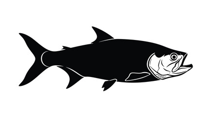 Fototapeta premium Black silhouette of a tarpon fish on white background