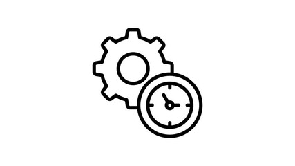 Clock with gear showing concept vector of time management, high quality graphics