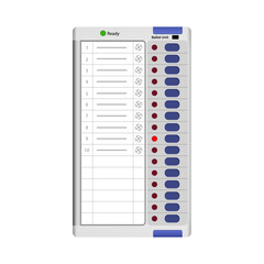 Indian Electronic Voting Machine (EVM) Ballot Unit Vector Illustration for Elections, Democracy, and Polling Concepts