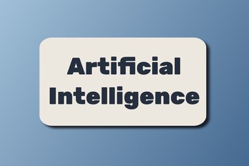 Obraz premium Artificial Intelligence Concept on Minimalist Card with Modern Blue Gradient Background