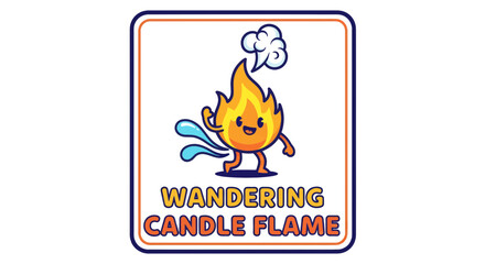 Naklejka premium Cartoon Flame Character Wandering with Water and Smoke Element in a Fun, Playful Presentation
