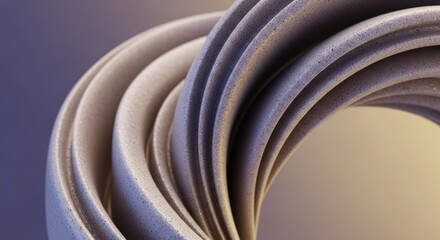 Textured curvilinear object in a neutral color palette of warm and cool tones