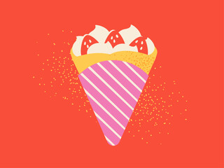 Illustration of Strawberry Crepe