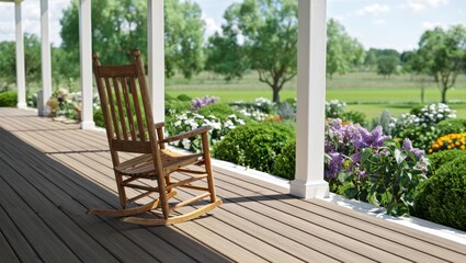 Obraz premium Serene Porch with Rocking Chair