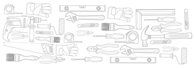 Hand Tools Array: A comprehensive collection of hand tools is arranged together, each tool a testament to the artisan's craft and the potential for creation.