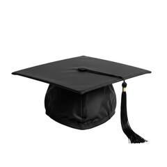 Black Graduation Cap with Tassel on Black Background academic cap mortarboard