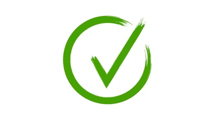 green checkmark symbol, yes approve choice, check mark brush paint style symbol animation on white background - Powered by Adobe