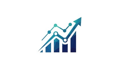 Geometric Abstract Data Growth Icon with Cool Tones for Analytics