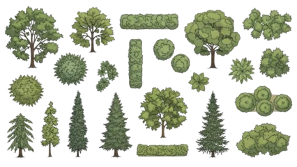 Selbstklebende Fototapeten Pistazie Illustrated Set of Tree and Shrub Symbols for Landscape Design Plans.  © Stock Image Zone