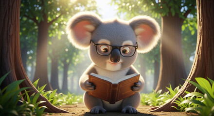 木漏れ日の中で読書を楽しむ動物