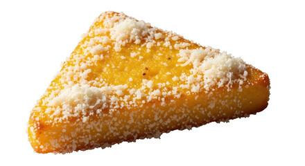 Fried Polenta Wedge Topped with Grated Cheese on Black image