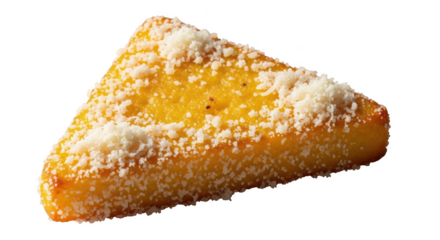 Fried Polenta Wedge Topped with Grated Cheese on Black image