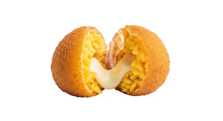 Golden fried arancini rice ball with melting cheese filling image