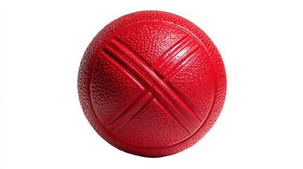 Red textured rubber medicine fitness ball on white background