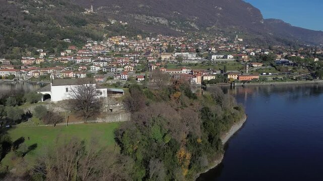 View of Comacina island from the village of Ossuccio on Lake Como