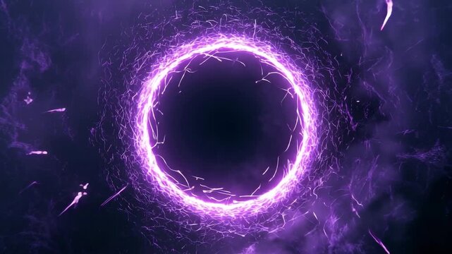 Abstract purple energy circle portal power tunnel in motion graphic