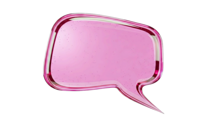 Glossy Pink Speech Bubble With Metallic Border And Transparent Background Isolated On Black