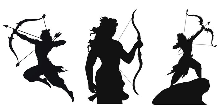 lord Ram silhouette with bow and arrow