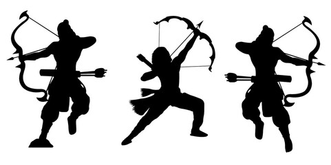 set of lord Ram silhouette at war 