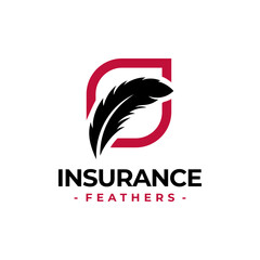 Insurance Feather logo design template. Icon concept of insurance plans and support for families and individuals.
