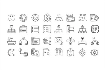 Business Process and Task Planning Icons for Operational Diagrams, Dashboards and UX Systems