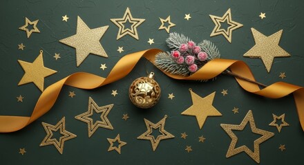 Elegant holiday decor with glittering stars and festive ornament for celebration